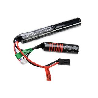 Titan Power Battery Lithium Ion 11.1V 2600mAh Can be used with Lipo Charger Stick Tamiya by Titan Airsoft